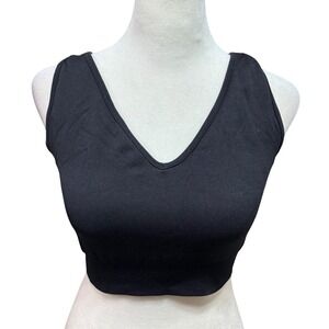 Phat Buddha Black V-Neck Seamless Sports Bra Crop Top Med/LRG #991